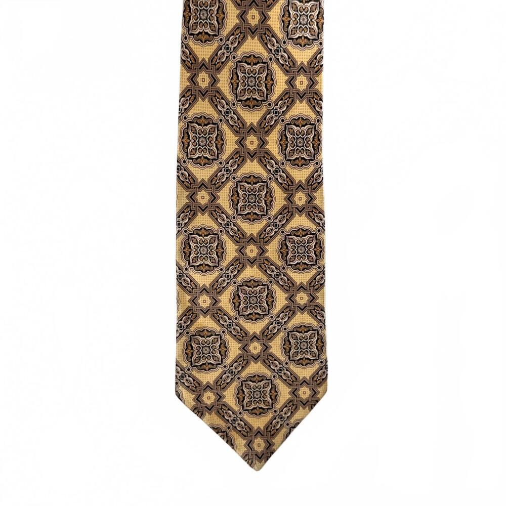 Vintage Luxury Gianfranco Ferre 100% Silk Yellow Tie Made in Italy